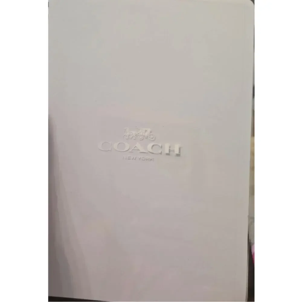 Coach Signature Coated Canvas Leather Heart Stripe Light Khaki Pink Notebook